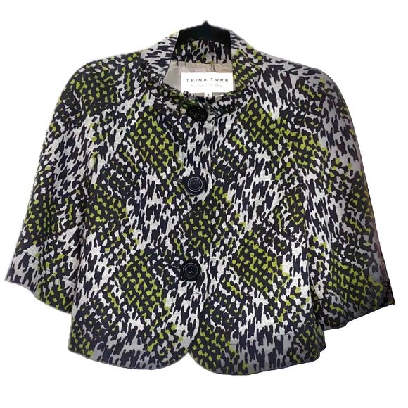 Trina Turk Jackets & Blazers - Trina Turk Stylish Cropped Jacket Trending Patchwork Pattern 3/4 Sleeves Sz 4